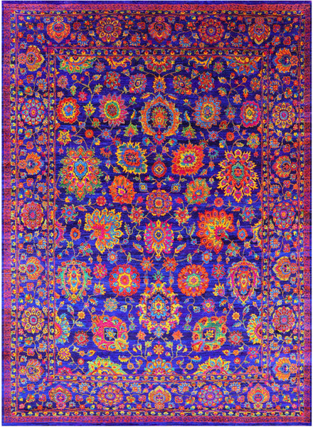 Purple Persian Hand Knotted 100% Silk Rug - 9' 0" X 12' 3" - Golden Nile