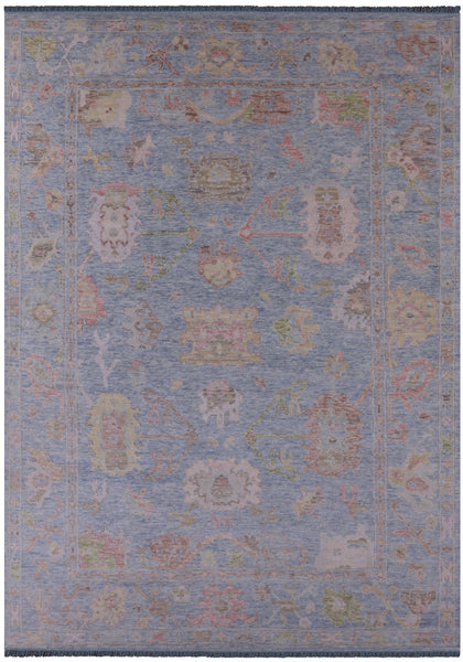 Blue Turkish Oushak Hand Knotted Wool Rug - 9' 11" X 13' 10" - Golden Nile