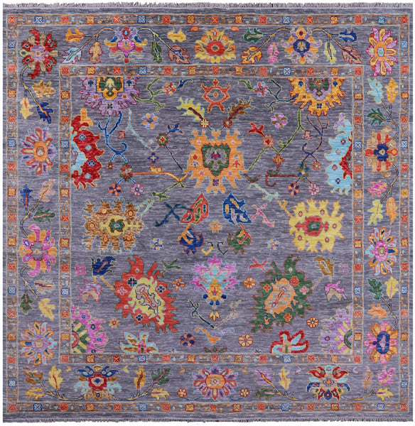 Grey Square Turkish Oushak Hand Knotted Wool Rug - 10' 0" X 10' 1" - Golden Nile