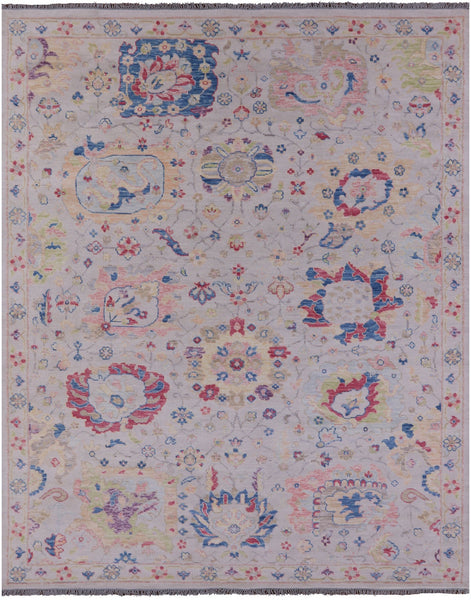 Ivory Turkish Oushak Hand Knotted Wool Rug - 9' 2" X 11' 7" - Golden Nile