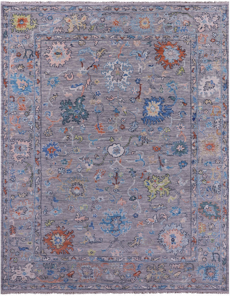 Grey Turkish Oushak Hand Knotted Wool Rug - 9' 1" X 11' 9" - Golden Nile