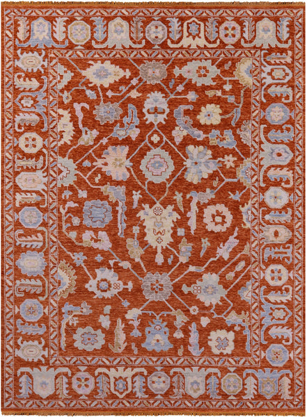 Orange Turkish Oushak Hand Knotted Wool Rug - 9' 0" X 12' 1" - Golden Nile