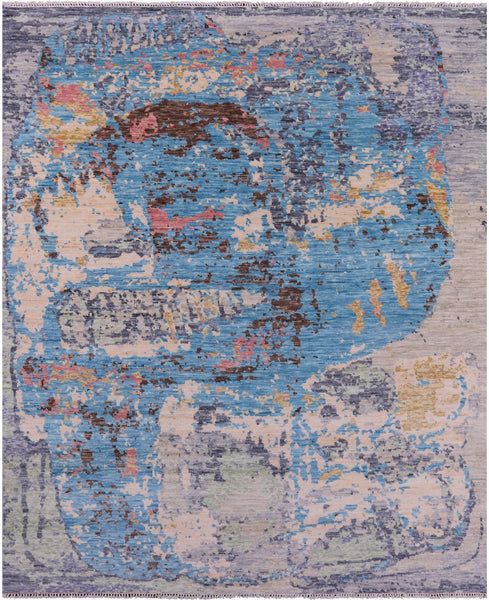 Abstract Contemporary Hand Knotted Wool Rug - 8' 0" X 9' 11" - Golden Nile