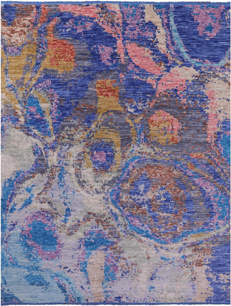 Abstract Contemporary Hand Knotted Wool Rug - 9' 0" X 11' 9" - Golden Nile
