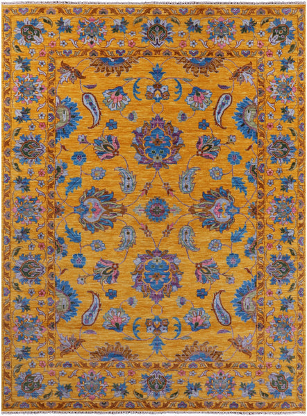 Gold Persian Tabriz Hand Knotted Wool Rug - 10' 3" X 13' 11" - Golden Nile