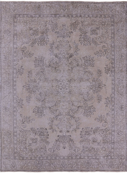 Ivory Persian Vintage White Wash Hand Knotted Wool Area Rug - 9' 5" X 12' 7" - Golden Nile