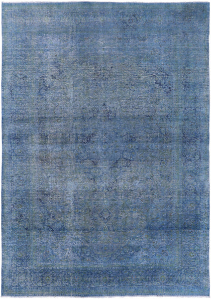 Blue Persian Overdyed Hand Knotted Wool Area Rug - 9' 4" X 12' 10" - Golden Nile