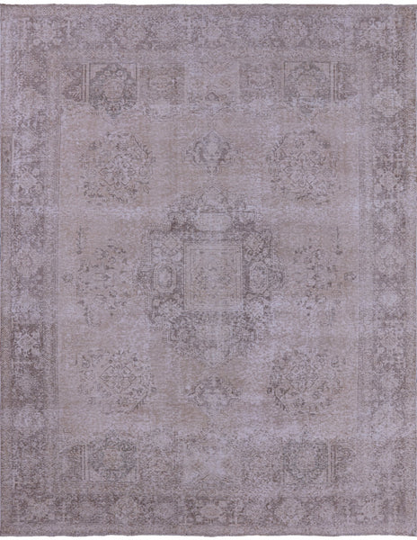 Ivory Persian Vintage White Wash Hand Knotted Wool Area Rug - 9' 7" X 12' 4" - Golden Nile