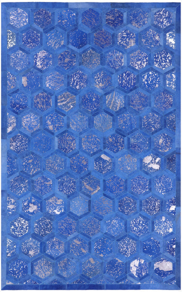 Natural Cowhide Hand Stitched Patchwork Rug - 5' X 8' - Golden Nile