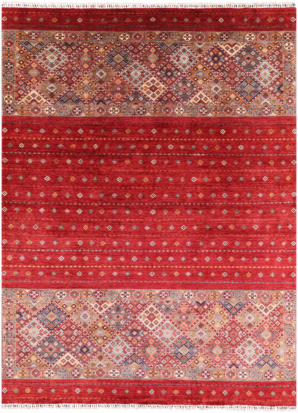 Red Khorjin Persian Gabbeh Handmade Wool Area Rug - 8' 4" X 11' 4" - Golden Nile