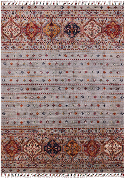 Khorjin Persian Gabbeh Hand Knotted Wool Rug - 4' 10" X 6' 9" - Golden Nile