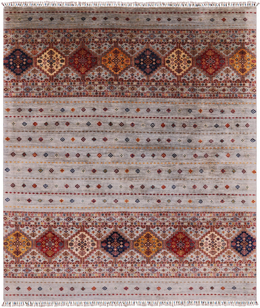 Khorjin Persian Gabbeh Handmade Wool Rug - 8' 4" X 9' 9" - Golden Nile