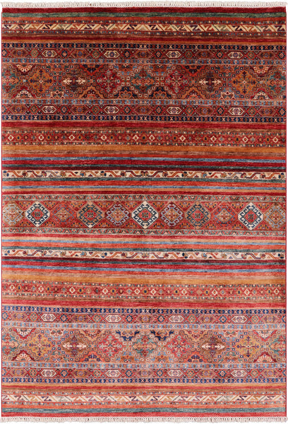 Khorjin Persian Gabbeh Hand Knotted Wool Area Rug - 5' 5" X 7' 11" - Golden Nile