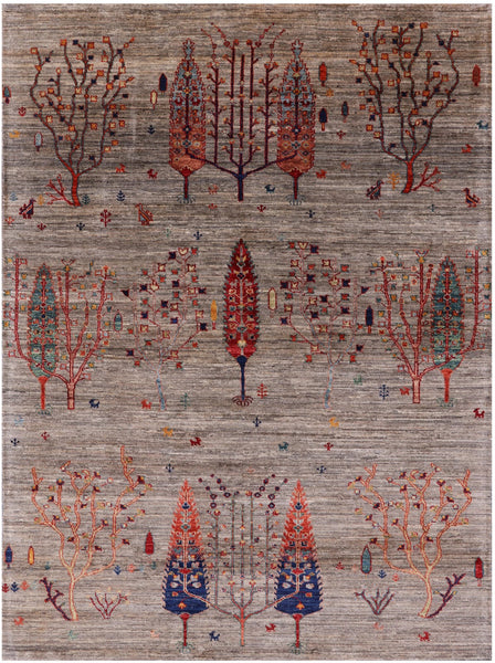 Tribal Gabbeh Hand Knotted Wool Area Rug - 4' 11" X 6' 7" - Golden Nile