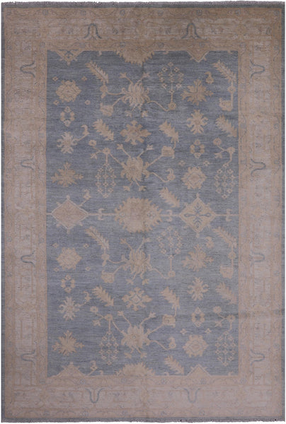 Blue Peshawar Handmade Wool Rug - 6' 1" X 8' 10" - Golden Nile