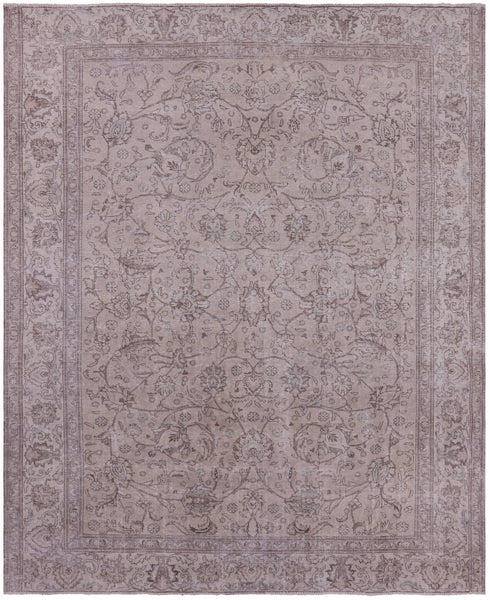 Ivory Persian Vintage White Wash Hand Knotted Wool Rug - 10' 1" X 12' 5" - Golden Nile