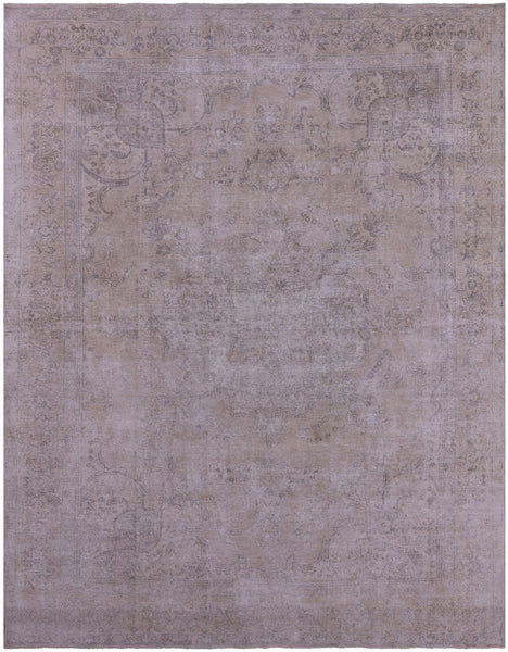 Ivory Persian Vintage White Wash Hand Knotted Wool Rug - 9' 7" X 12' 3" - Golden Nile