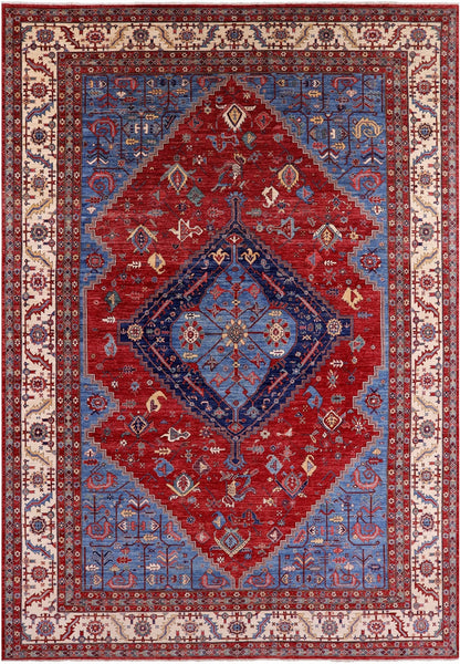 Red Persian Fine Serapi Hand Knotted Wool Rug - 13' 5" X 19' 1" - Golden Nile