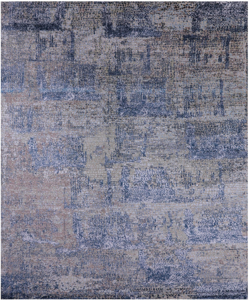 Modern Handmade Wool & Silk Rug - 8' 2" X 9' 11" - Golden Nile