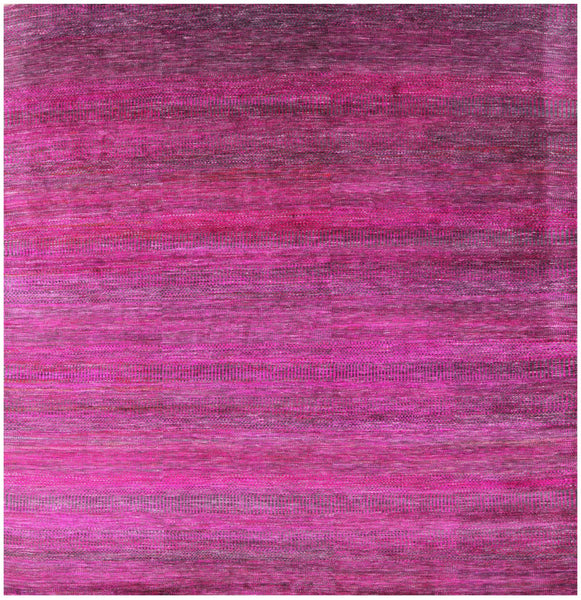 Pink Square Savannah Grass Hand Knotted Wool & Silk Rug - 9' 0" X 9' 0" - Golden Nile
