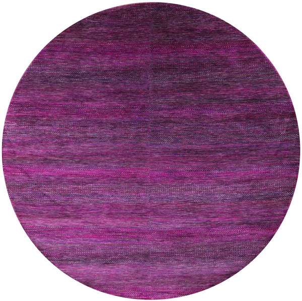 Purple Round Savannah Grass Handmade Wool & Silk Rug - 7' 9" X 7' 10" - Golden Nile