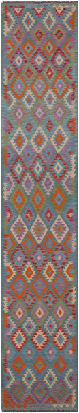 Reversible Kilim Flat Weave Wool On Wool Runner Rug - 2' 9" X 15' 11" - Golden Nile