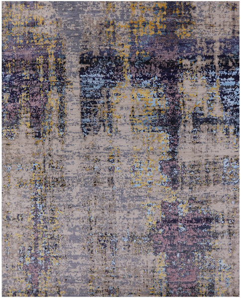 Modern Handmade Wool & Silk Rug - 8' 1" X 10' 1" - Golden Nile