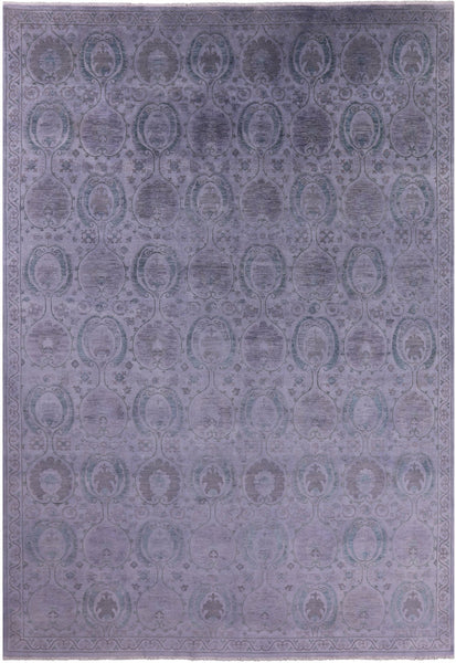 Grey Full Pile Overdyed Handmade Wool Rug - 9' 10" X 14' 4" - Golden Nile