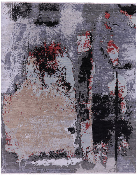 Modern Handmade Wool & Silk Rug - 8' 1" X 10' 1" - Golden Nile