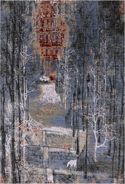 Urban Design Modern Hand Knotted Wool & Silk Rug - 6' 1" X 9' 1" - Golden Nile