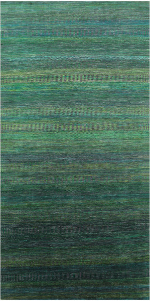 Green Savannah Grass Handmade Wool & Silk Rug - 5' 10" X 12' 0" - Golden Nile