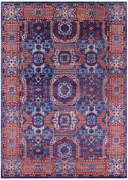 Geometric Persian Mamluk Hand Knotted Wool Rug - 10' 2" X 14' 3" - Golden Nile