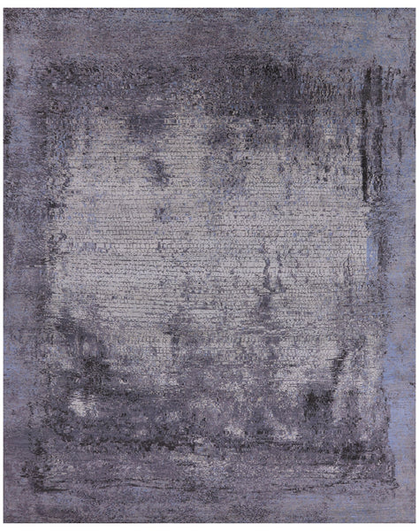 Abstract Modern Hand Knotted Wool & Silk Rug - 7' 11" X 9' 11" - Golden Nile