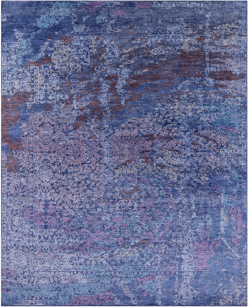 Contemporary Hand Knotted Wool & Silk Rug - 7' 11" X 9' 10" - Golden Nile