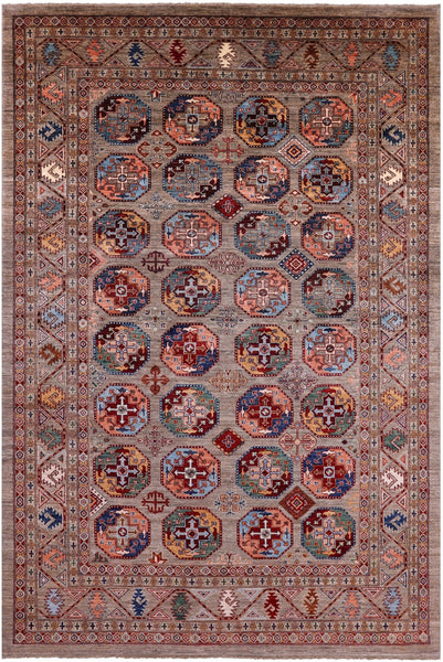 Turkmen Ersari Handmade Wool Rug - 6' 9" X 10' 2" - Golden Nile