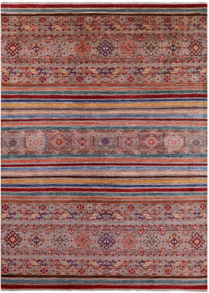 Khorjin Persian Gabbeh Hand Knotted Wool Rug - 8' 9" X 12' 1" - Golden Nile