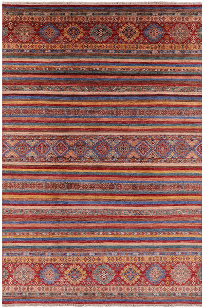 Khorjin Persian Gabbeh Hand Knotted Wool Rug - 6' 9" X 9' 11" - Golden Nile