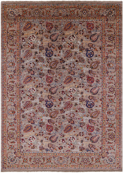 Pomegranates Design Persian Handmade Wool Rug - 6' 10" X 9' 6" - Golden Nile