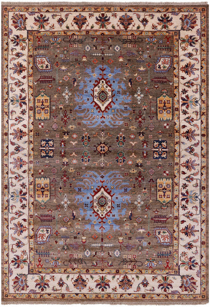 Peshawar Handmade Wool Rug - 6' 10" X 9' 9" - Golden Nile