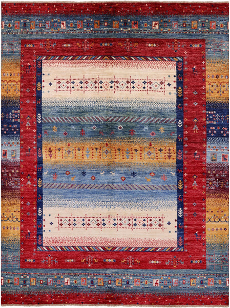 Tribal Persian Gabbeh Hand Knotted Wool Rug - 5' 9" X 7' 6" - Golden Nile