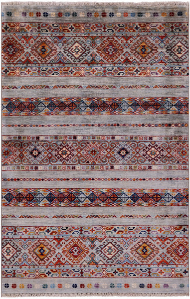 Khorjin Persian Gabbeh Hand Knotted Wool Rug - 3' 3" X 4' 11" - Golden Nile