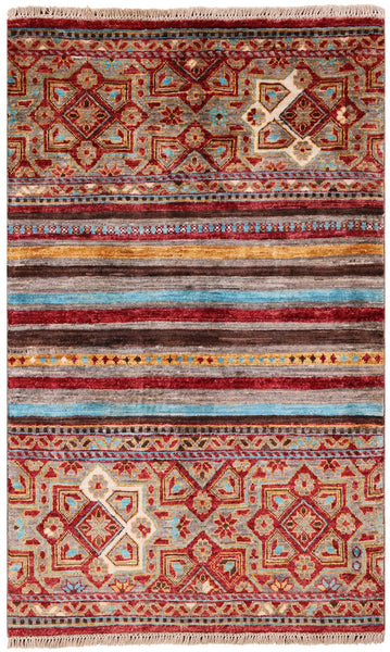 Khorjin Persian Gabbeh Handmade Wool Rug - 2' 9" X 4' 2" - Golden Nile