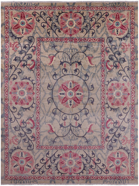 Ivory William Morris Handmade Wool Rug - 9' 1" X 12' 1" - Golden Nile