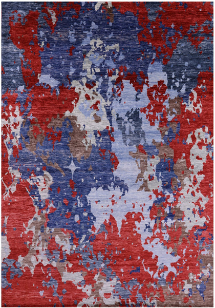 Abstract Contemporary Hand Knotted Wool Rug - 9' 0" X 12' 3" - Golden Nile