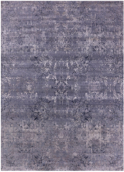 Contemporary Hand Knotted Wool & Silk Rug - 8' 11" X 12' 2" - Golden Nile