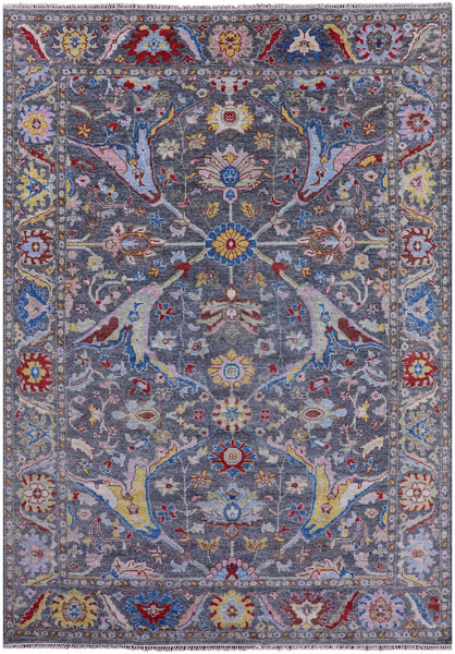 Grey Turkish Oushak Hand Knotted Wool Rug - 9' 1" X 12' 6" - Golden Nile