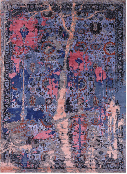 Modern Hand Knotted Wool & Silk Rug - 9' 1" X 12' 4" - Golden Nile