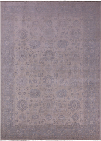 Ivory Peshawar Hand Knotted Wool Rug - 9' 10" X 13' 7" - Golden Nile