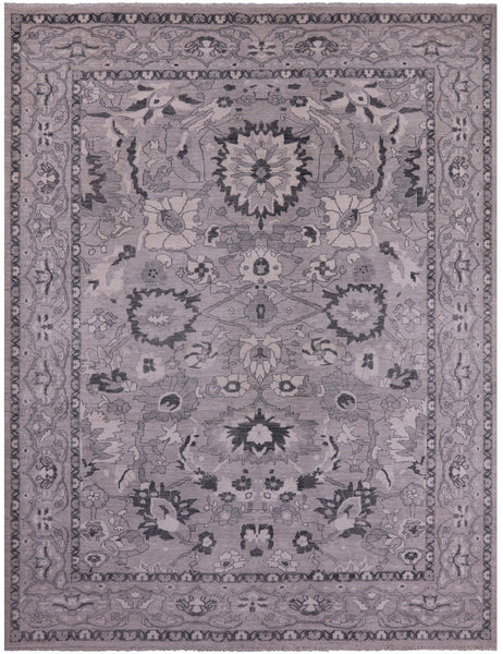 Grey Peshawar Handmade Wool Rug - 9' 4" X 11' 11" - Golden Nile