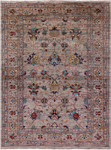 Peshawar Hand Knotted Wool Rug - 5' 8" X 7' 8" - Golden Nile